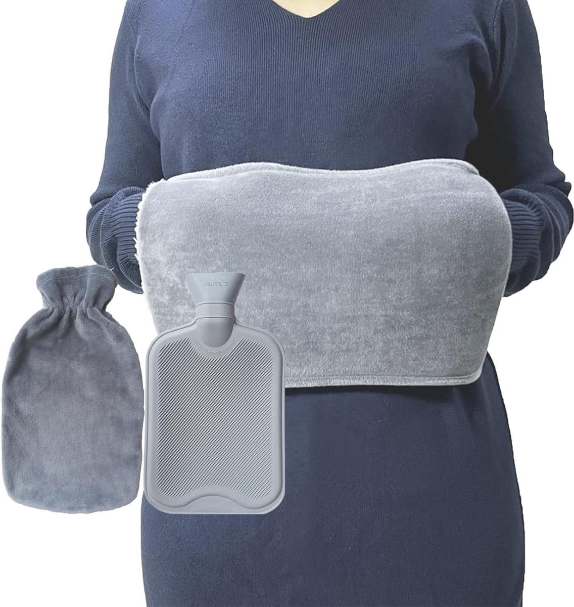 Goedkoopste Warm Water Kruik Riem 1L - Verwijderbare Deksel - Warm en Koud - Klein - Nek Schouder Rug Benen Taille - Verlicht Pijn - Grijs