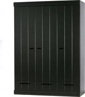 WOOOD Connect Kledingkast 3-Deurs met Lade - Grenen -Zwart- 195x140x53