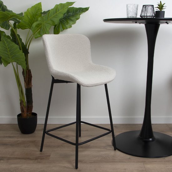 Milton & Oldbrook Bouclé Tabouret De Bar Bas Brighton Écru