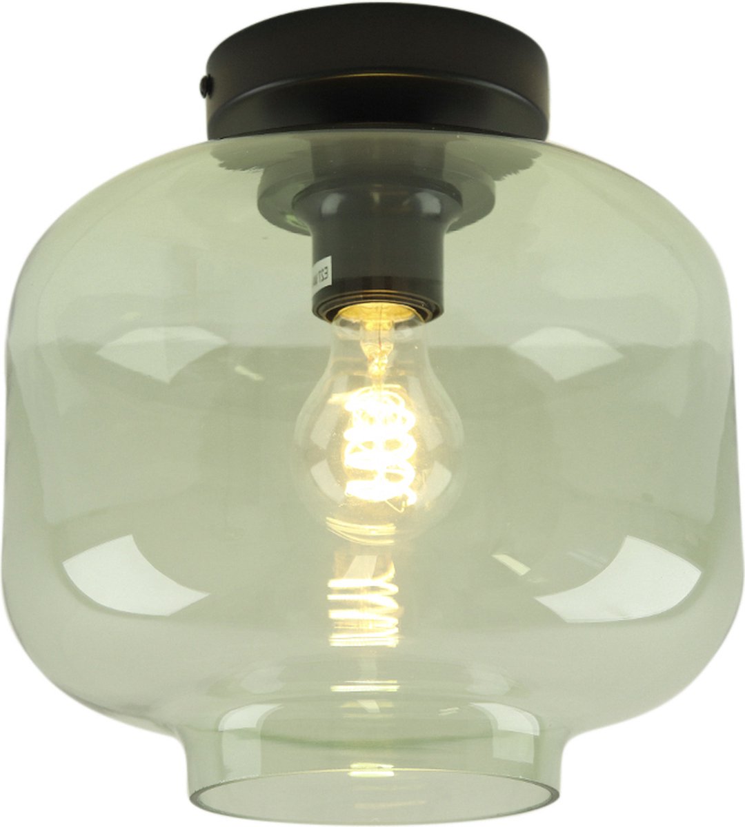 Olucia - ANNIEK - Plafondlamp - Groen / Zwart - Vorm: Rond