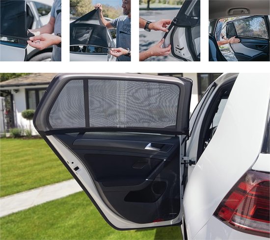 4 Stuks (2 Voor+2 Achter)Zomer Autohoes - Autoruitenschermen - Hoge Rekbare Auto Zijruitenscherm - voor Privacy Blackout - en UV-bestendig -bescherming Zonnescherm Blocker - voor Baby Familie Huisdier, Auto-accessoires van CarChamps — afbeelding 4