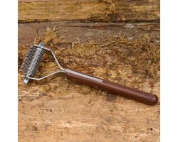 Mars Coat-King Trimmer met botte bladen – Verwijdert los haar – Houten handvat – 18 cm – Voor hondenverzorging