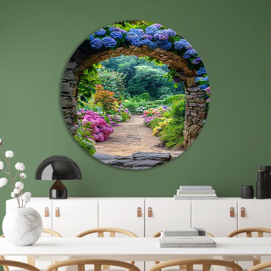 Tableau rond chemin - Tableau transparent rond - Cercle mural Classique - Décoration murale murale classique - Cercles muraux - Décoration murale chambre cercle mural forex 90x90 cm