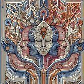 Line art relief schilderij | The Depth of Lines: A Masterpiece in Textured Artistry | Kunst - 40x40 centimeter op Canvas | Foto op Canvas