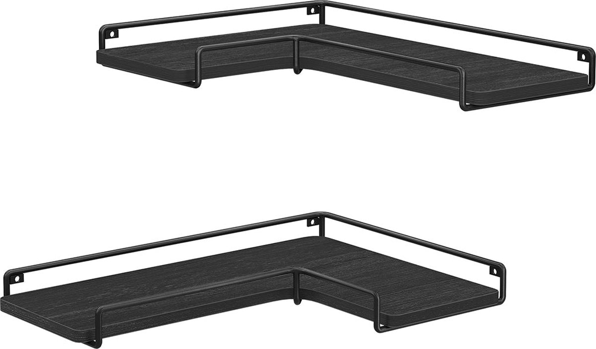 2 Pack Wandplankenset - Zwevende Planken - Spaanplaat Staal - Zwart - 40cm x 29cm x 14cm - Lichtgewicht - Eenvoudige montage - Stevige constructie