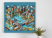 Line art rotterdam schilderij | Rotterdamse lijnen en vormen: een artistiek stadsportret in beweging | Kunst - 20x20 centimeter op Canvas | Foto op Canvas