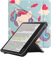 Hoes Geschikt voor Kobo Libra Colour Hoesje Bookcase Cover Book Case Hoes Sleepcover Trifold - Eenhoorn