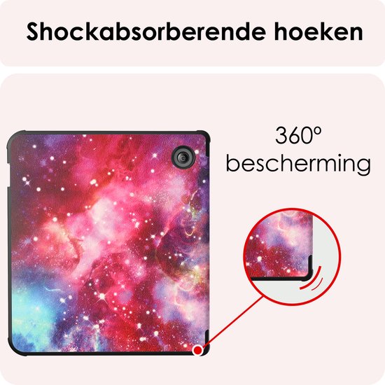 Hoes Geschikt voor Kobo Libra Colour Hoesje Bookcase Cover Book Case Hoes Sleepcover Trifold - Galaxy van i12Cover — afbeelding 5