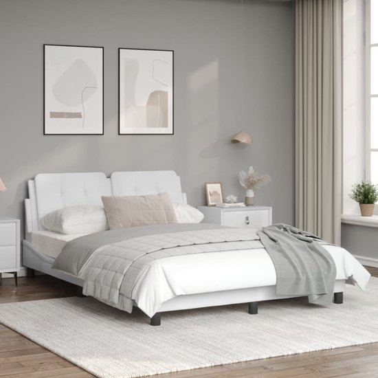 vidaXL-Bedframe-met-hoofdbord-kunstleer-wit-140x190-cm