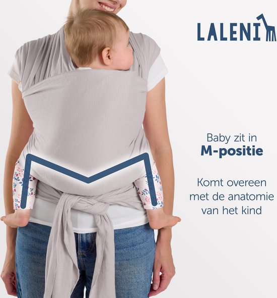 Laleni Draagdoek voor Pasgeborenen tot 15 kg in Katoen - Omslagdoek OEKO-TEX gecertificeerd - Newborn Babydraagzak 5,10m lang - Fysiologische Kinderdraagzak - Lichtgrijs van Merkloos — afbeelding 2