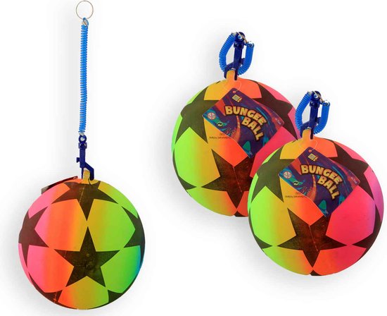 Foto: Bal rainbow star met elastiek 21cm