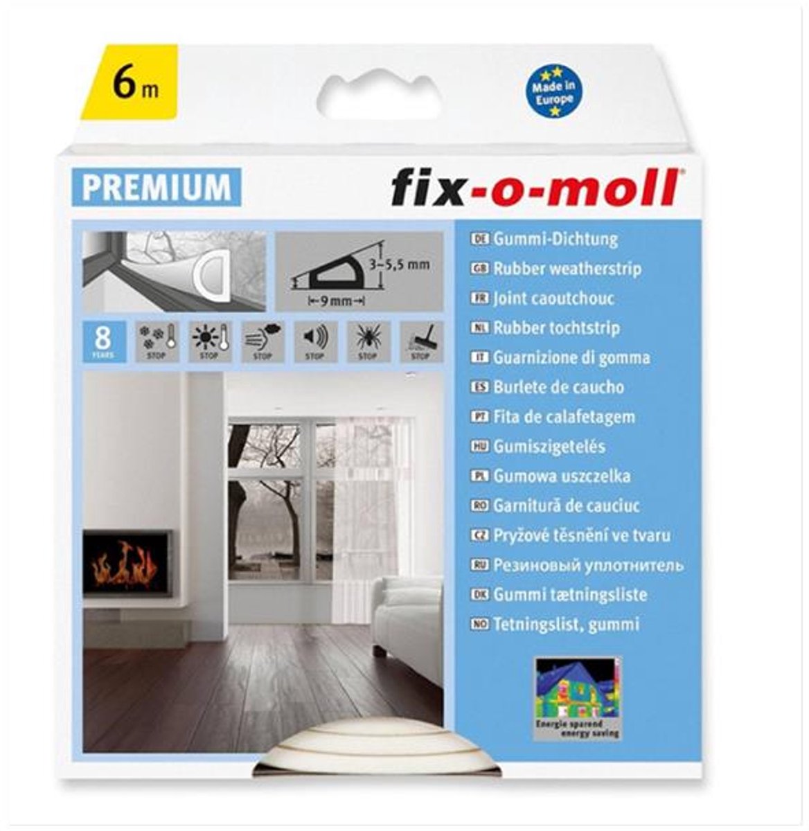 Fix-o-moll tochtstrip D-profiel 6m