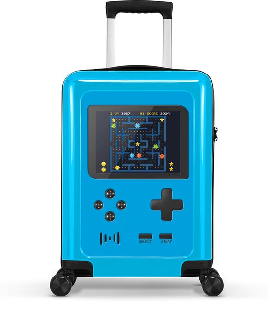 Stickercase - Handbagage koffer - Lichtgewicht Trolley 55cm - Met Ghost Gobbler Gameboy print - Blauw