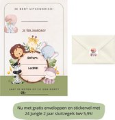 Uitnodiging kinderfeestje - Kinderfeest - Uitnodigingen - Tweede verjaardag - Inclusief enveloppen - Eigen design en print - Wenskaart - Jungle - 20 stuks - A6