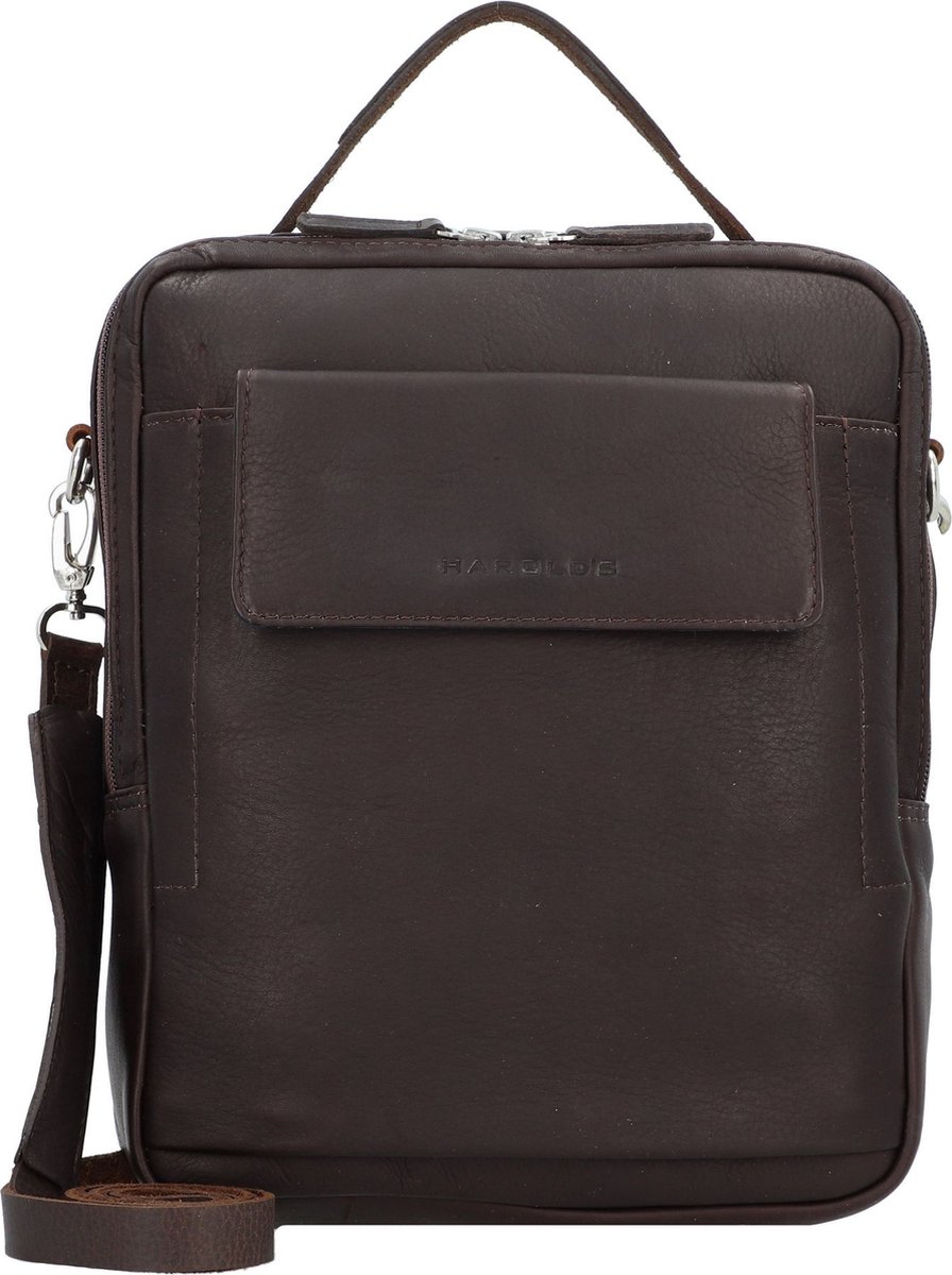 HAROLD'S Leren Schoudertas Country Crossbag Handle Brown Donkerbruin