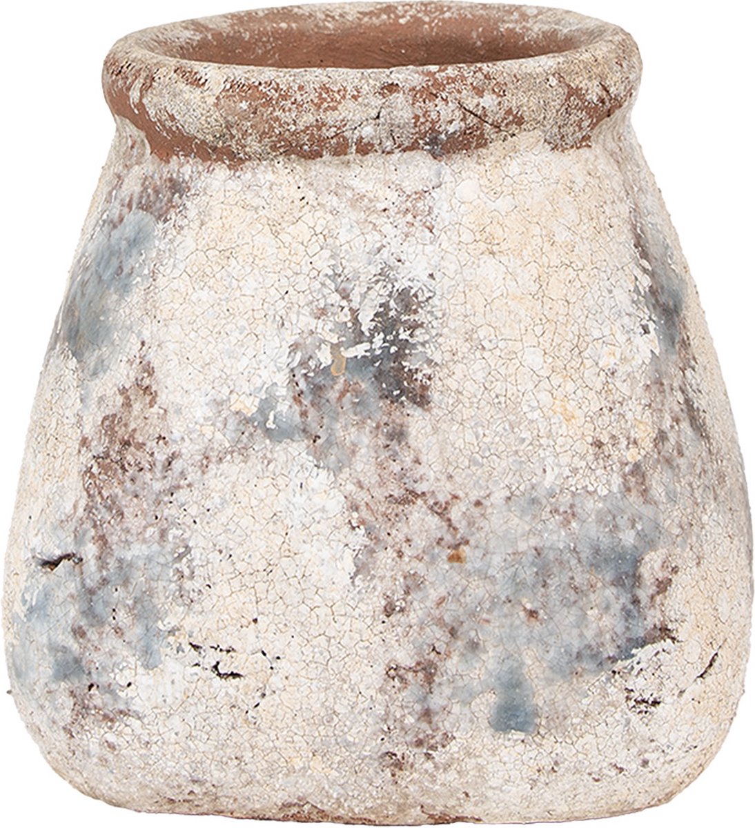 Clayre & Eef Bloempot 10x10x10 cm Beige Groen Terracotta