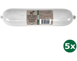 5x900 gr Freds gestoomd vers vlees worst rund tarwe en glutenvrij hondenvoer