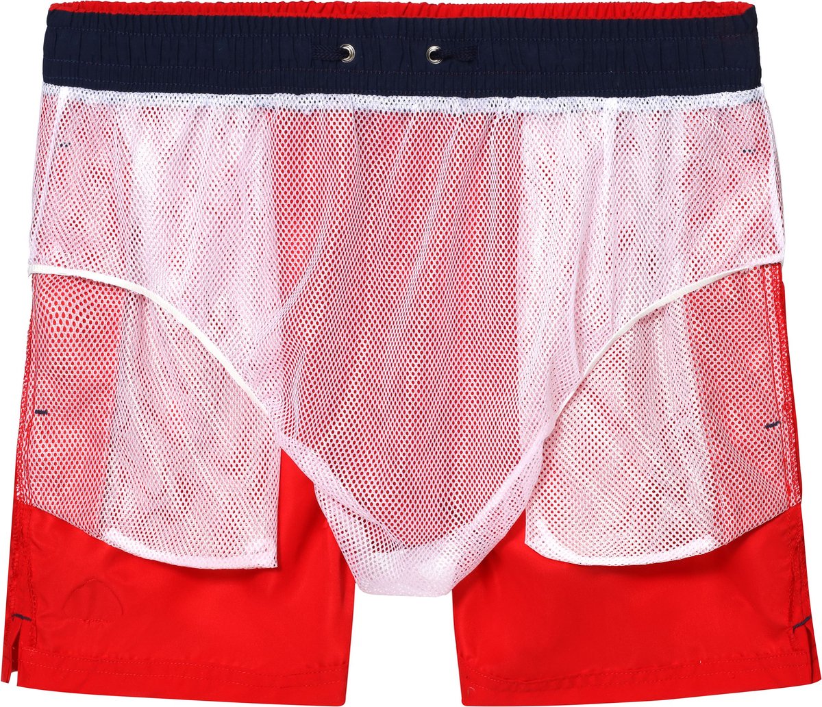 Ladeheid LA - ZA - SWS - Short Heren Zwembroek - Zwemshorts - met zijzakken en achterzak - sneldrogend - met binnenslip van mesh - Koordsluiting - Polyester - Oranje/Kobalt — afbeelding 3