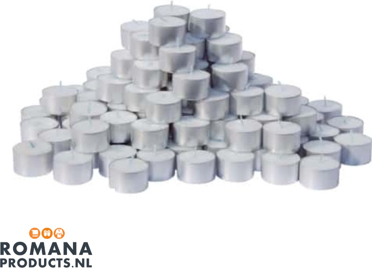 Romana Products Q-Lights Waxine Kaarsjes 8 Branduren -Langdurige Theelichtjes voor Decoratie - 50 stuks - Grijs