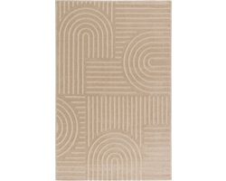 Modern Laagpolig Vloerkleed in Boho Stijl – 200 x 290 cm – Beige – Premium Woonkamer Tapijt – Japans Design met Duurzame Jute onderkant