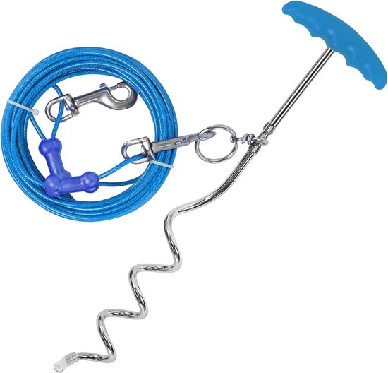 AB Tools Hundesicherungskabel 4,5 M – Wetterfest, Robustes Stahlseil Mit PVC-Ummantelung, Rot