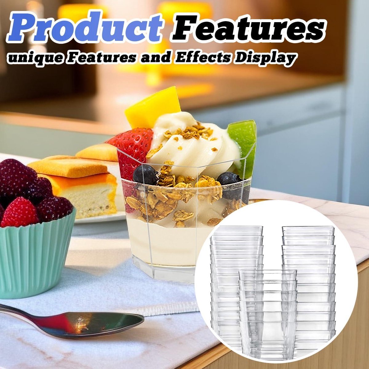 Dessert bekertjes assortiment 5 smaken mousse 15 stuks. - Van Eck