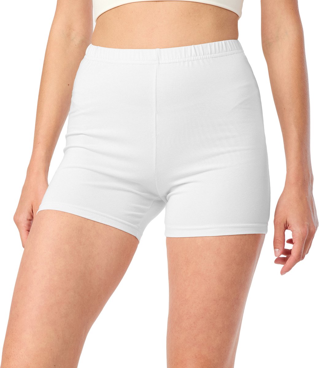 Merry Style MS-MS10-392-LE Dames Leggings - Sport - Vrijetijdsbroek - Hotpants - Shorts - Boxershorts - Kort - Katoen - Wit - S