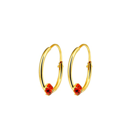 Boucles d'Oreilles Enfant Lucardi Or 14 Carats - Ladybug Emaiille