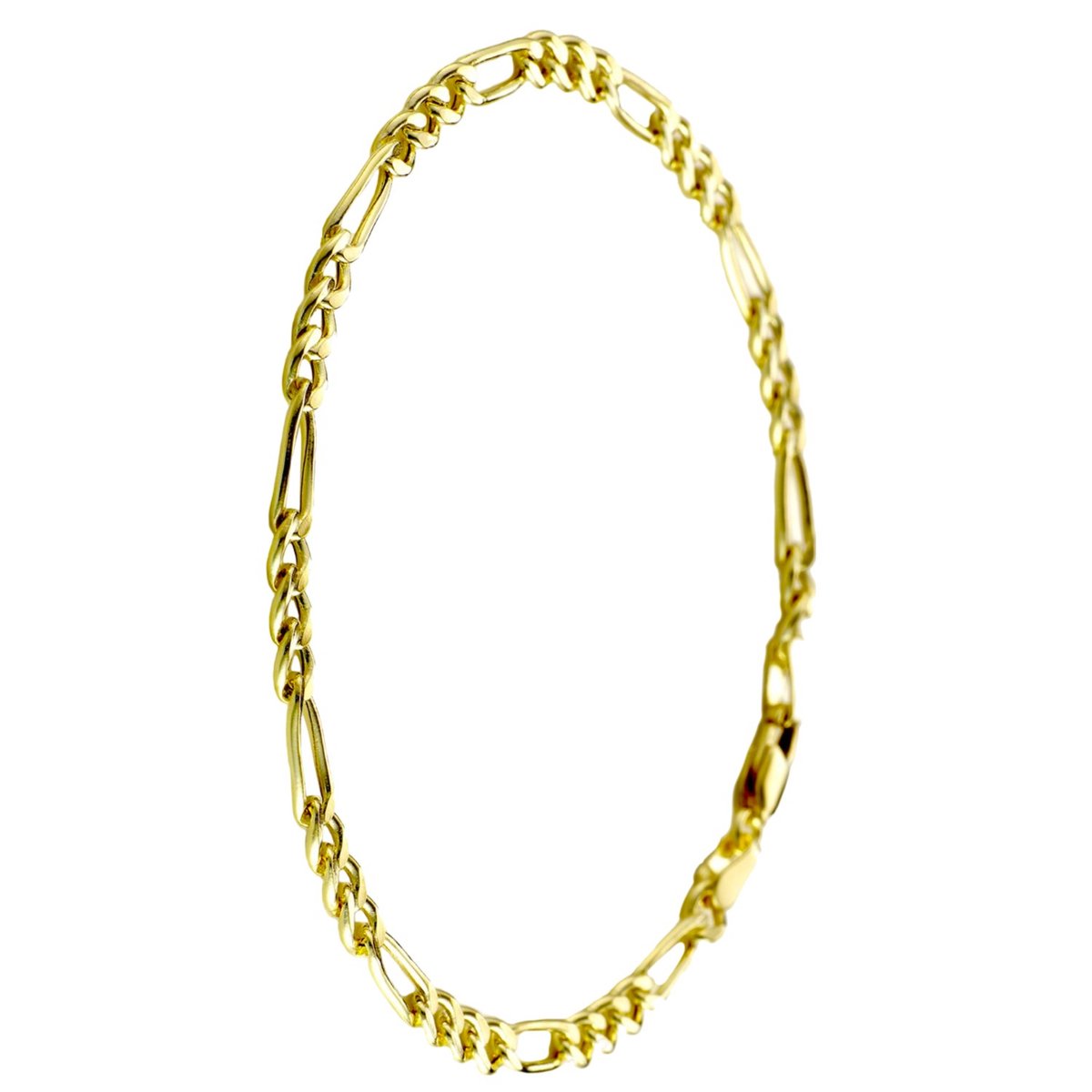 Lucardi Heren Figaro armband - 14 karaat goud - Armband - Vaderdag Cadeautje - 21 cm - Geelgoud