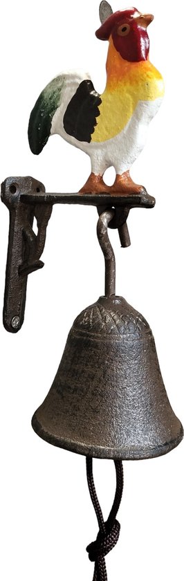 Landelijke Gietijzer Deurbel Gong met Haan (klein 20 cm)