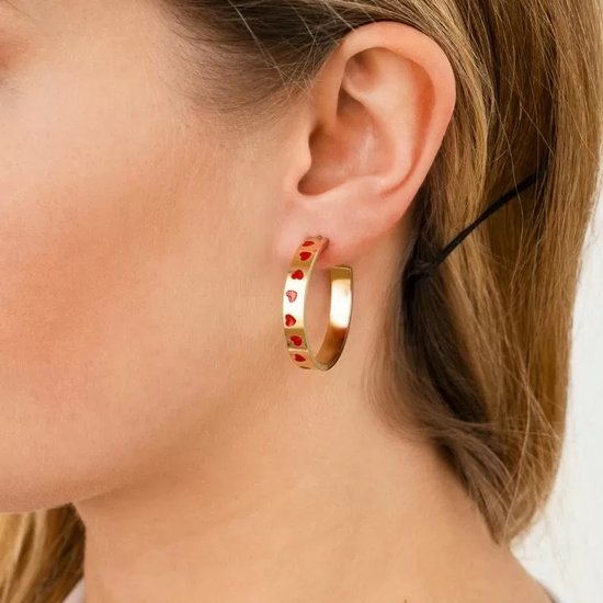 Bijoutheek Boucles d'oreilles à Clips d'oreilles Hartjes Ring Rouge