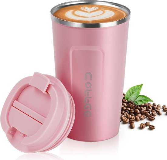 Reiskoffiemok 16oz geïsoleerde mok met lekvrij deksel, lekvrije
