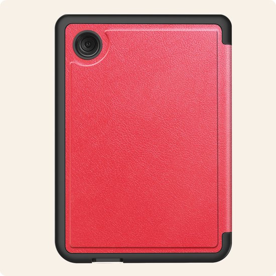 Hoesje Geschikt voor Kobo Clara Colour Hoes Book Case Trifold - Hoes Geschikt voor Kobo Clara Colour Hoesje Book Cover Met Screenprotector - Rood van Hoesje  — afbeelding 5