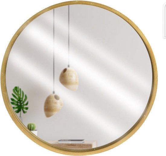 Wandspiegel Houten Gouden Rond 30 cm - Spiegel