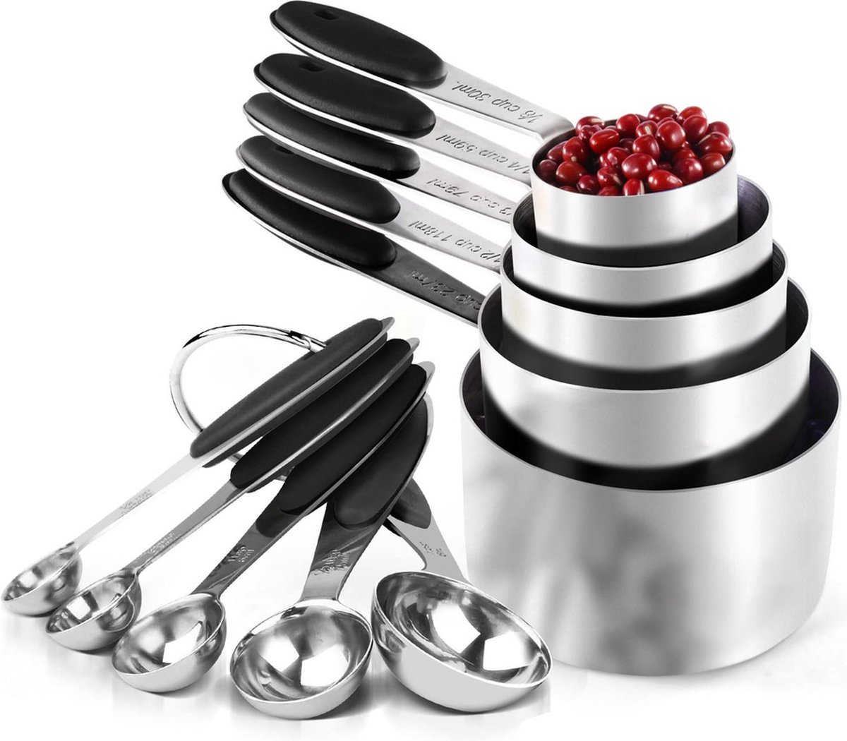 Jumada's - 10-delige RVS Maatlepel en Maatbeker Set - Nauwkeurig meten - Measuring Cups