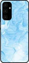 Smartphonica Telefoonhoesje geschikt voor Samsung Galaxy A25 met marmer opdruk - TPU backcover case marble design - Lichtblauw geschikt voor Samsung Galaxy A25