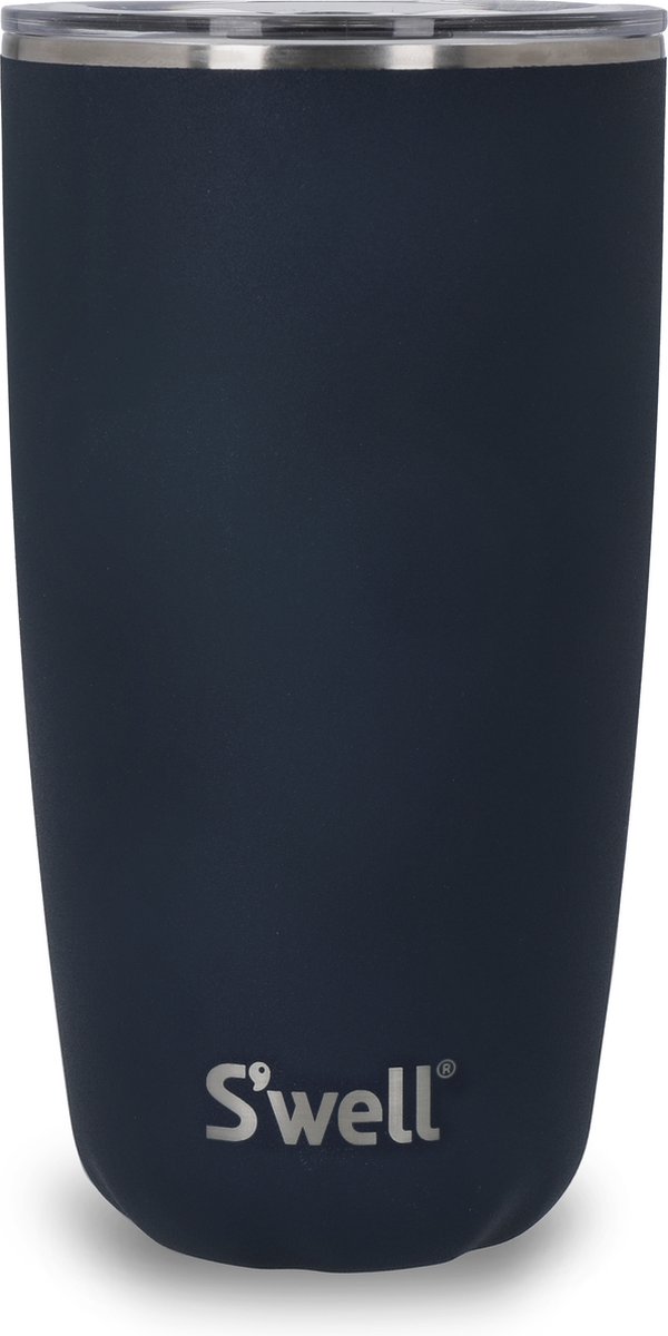 S'well Tumbler met deksel, 530 ml, Azurite, BPA/BPS-vrije vacuümreisbeker met drievoudige isolatie en schuifdeksel, voor warme en koude dranken, thuis of op het werk tot 12 uur koud/4 uur heet