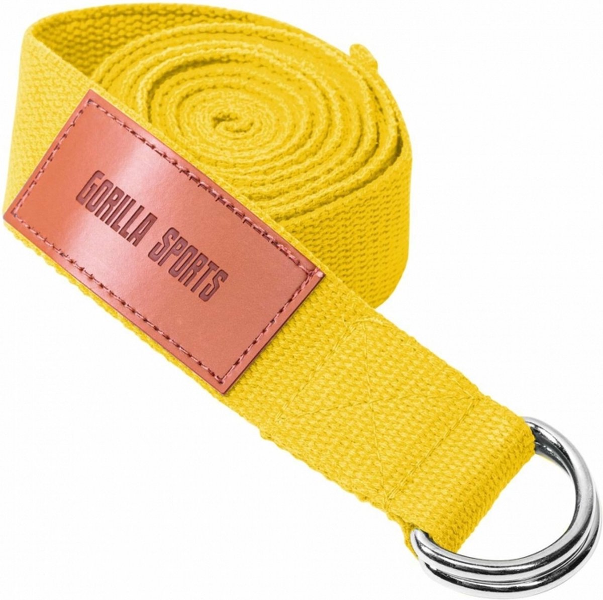 Gorilla Sports Yoga riem - 260 x 3,8 cm - Katoen - Gesp - Geel
