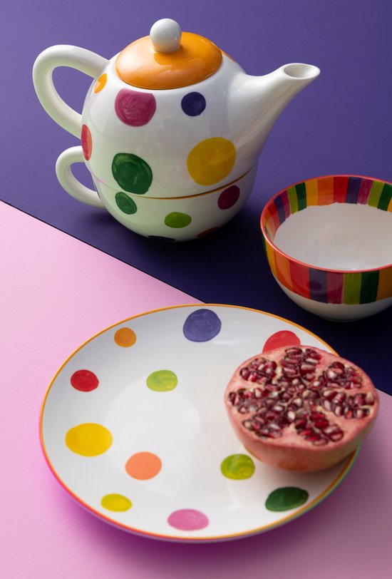 J-Line tasse + théière 'Tea For One' Ligne - porcelaine - mix - boîte cadeau