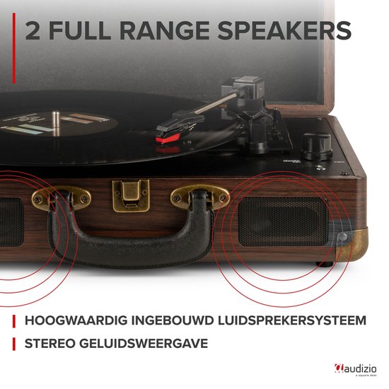Retro platenspeler met speakers - Audizio RP114W - Model 2025 - met PC software - Houtlook — afbeelding 5