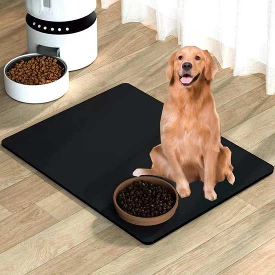 Foto: Voerbakmat voor honden hoogwaardige antislip hondenbak 60 x 40 cm super absorberend sneldrogend voermatten voor huisdieren voermat voor katten voermat voor katten zwart 