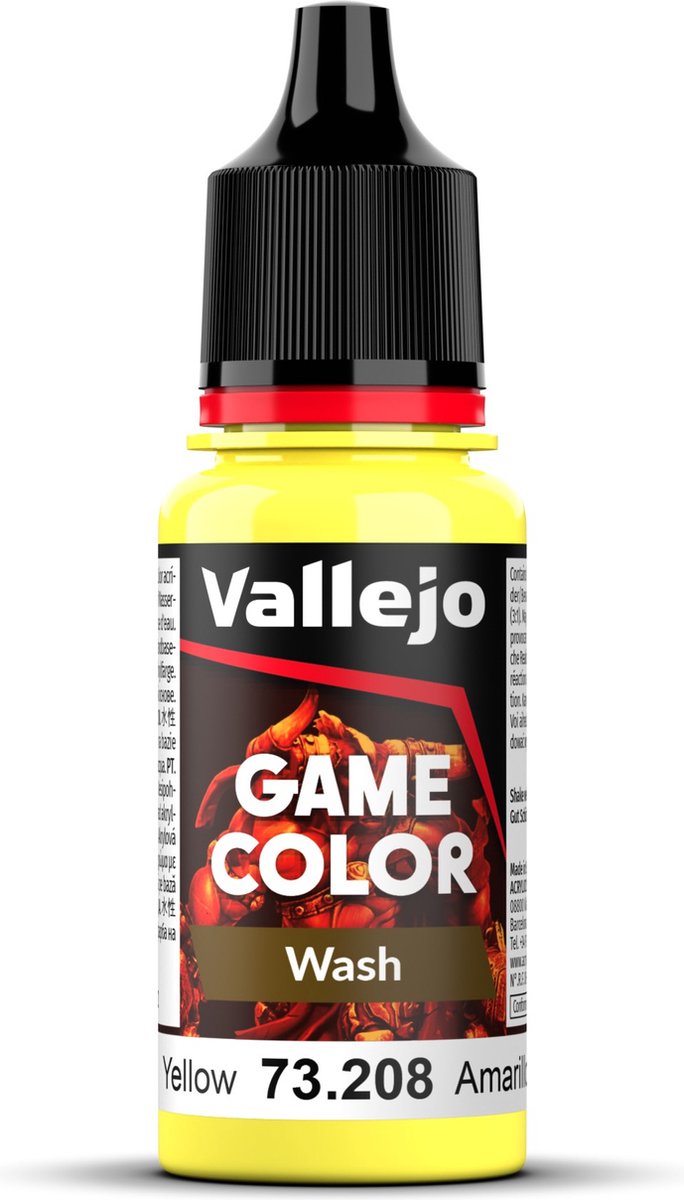 Vallejo 73208 Game Color Wash Yellow Acryl 18ml Verf flesje