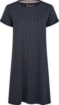 By Louise Essential Dames Nachthemd Korte Mouw AOP Blauw - Maat XL