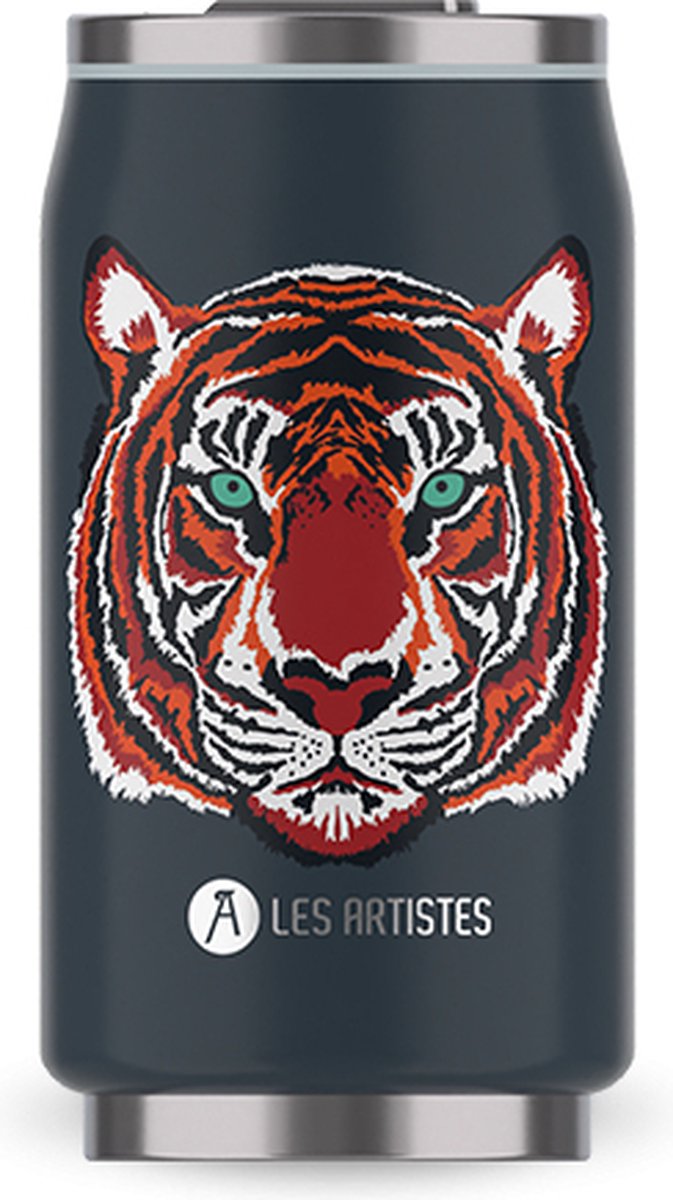 Les Artistes Paris Thermosbeker blik 280ml - met geïntegreerd rietje - Tiger - LP-A4265