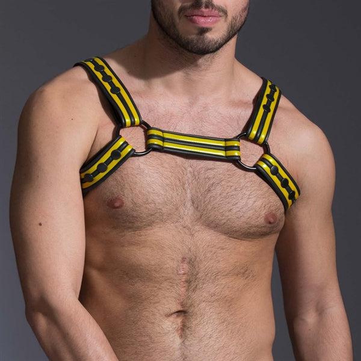 Goedkoopste 665 Neopreen - Riemenbody - Neoprene Bulldog Harness - Geel - Verkrijgbaar in 3 maten M