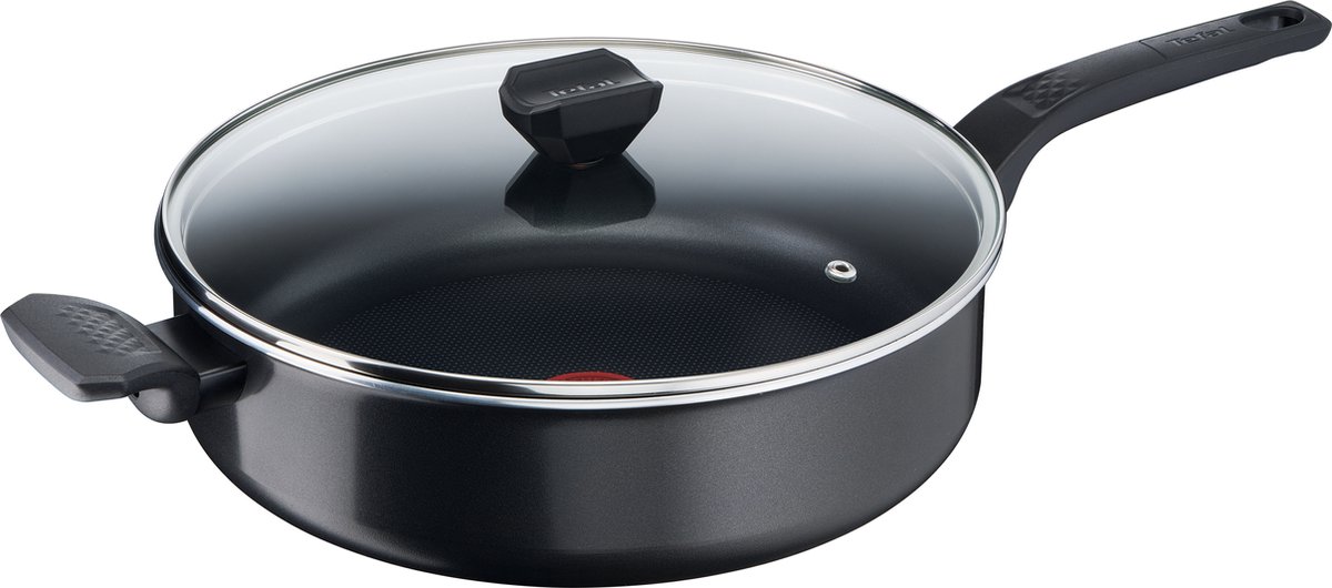 Bol.com Tefal Easy Cook & Clean Hapjespan met Deksel - Ø28cm - Niet geschikt voor Inductie - Anti-aanbaklaag - Aluminium - Zwart aanbieding