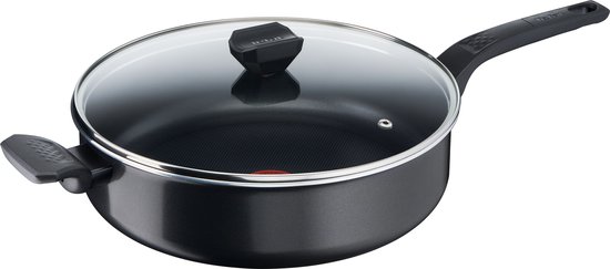 Tefal Easy Cook & Clean Hapjespan met Deksel - Ø28cm - Niet geschikt voor Inductie - Anti-aanbaklaag - Aluminium - Zwart