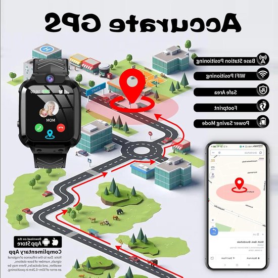 JUBUNRER 4G Smartwatch voor Kinderen met GPS WiFi Telefoon Video SOS Stappenteller Spellen Camera Wekker Leren Kaarten Rekenmachine Muziek Waterdichte Geschenken- voor Jongens Meisjes