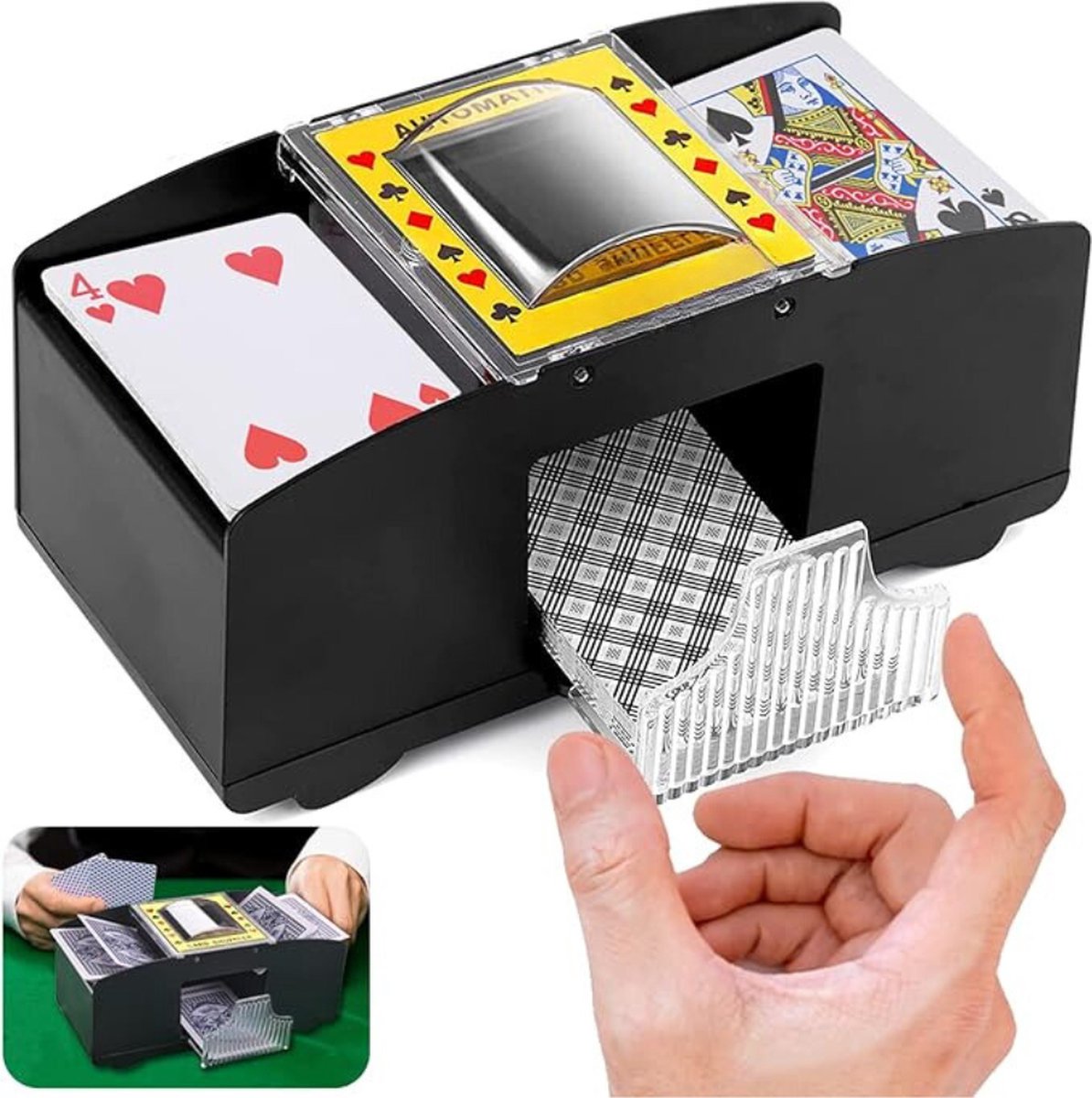 Ektrische Kaartenschudder – Kaartenschudmachine – Automatische Kaartschudder Speelkaarten – Op 4 AA Batterijen – ABS – Cardshuffler – Zwart