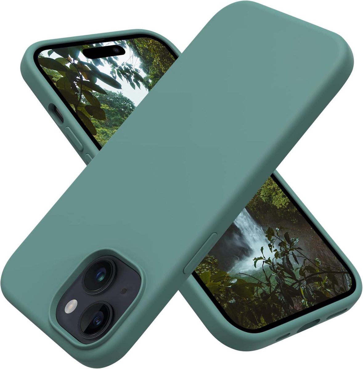 Arara Hoesje Geschikt voor iPhone 15 Plus Hoesje Siliconen - liquid Backcover - Pine Groen